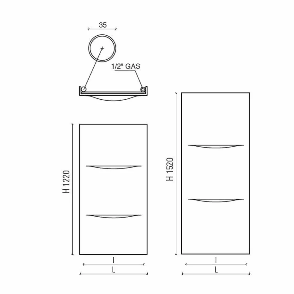 Radiador hidráulico vertical de diseño moderno de acero de hasta 850 W - Corte Viadurini