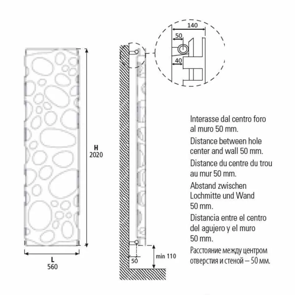 Radiador de diseño vertical hidráulico moderno de hasta 903 W - Buceo Viadurini