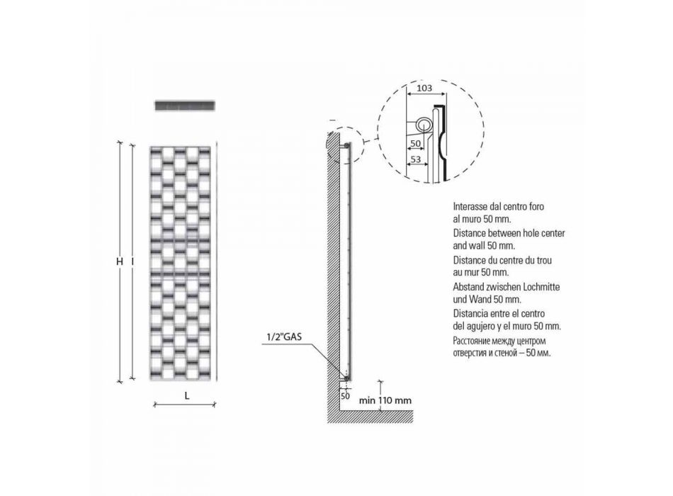 Radiador de pared hidráulico vertical de diseño moderno de hasta 898 vatios - aire Viadurini