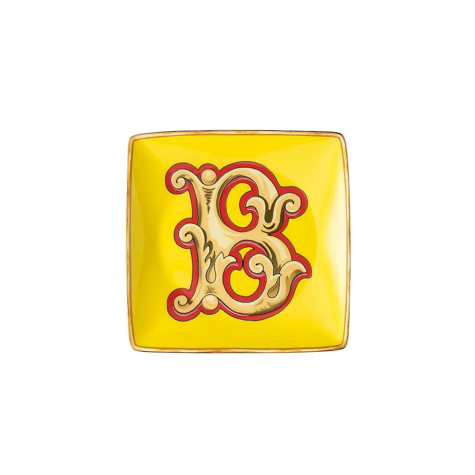 Cuencos de porcelana cuadrados planos con diseño del alfabeto de Rosenthal Versace, 6 unidades - Alfabeto Viadurini