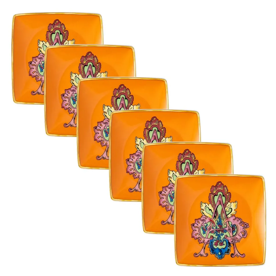 Cuencos de porcelana cuadrados planos con diseño del alfabeto de Rosenthal Versace, 6 unidades - Alfabeto Viadurini