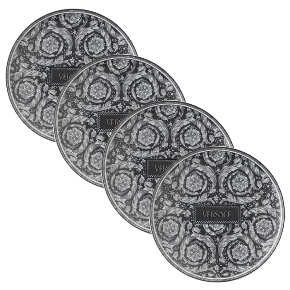 Rosenthal Versace Barocco 4 platos llanos diámetro 17 cm en porcelana - Barocco Viadurini