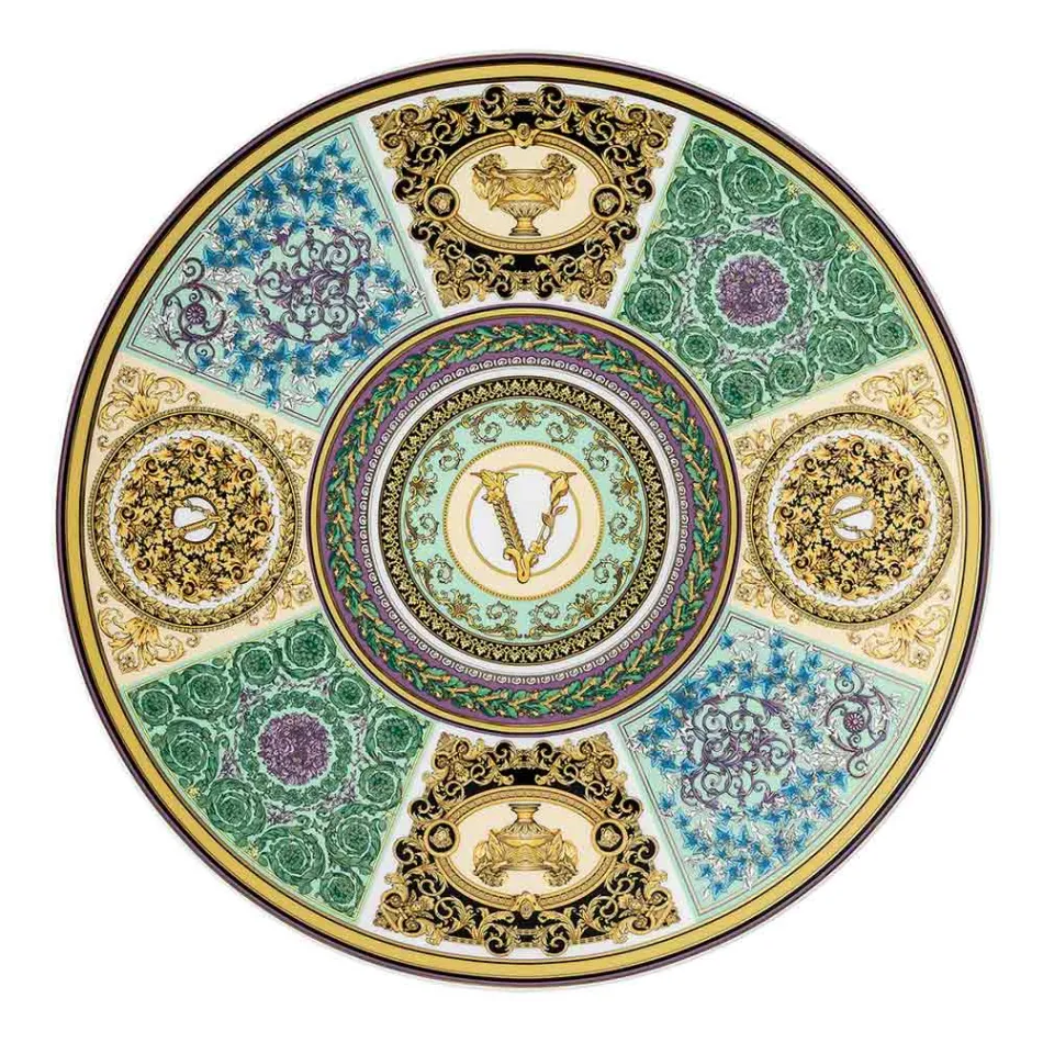 Plato de mosaico barroco Rosenthal Versace con marcapáginas, diámetro 33 cm - Mosaico Viadurini