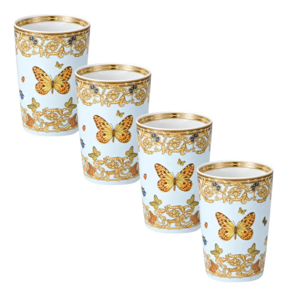 Vasos sin asa Rosenthal Versace Le Jardin de 4 piezas con elementos naturales - Medusa Viadurini