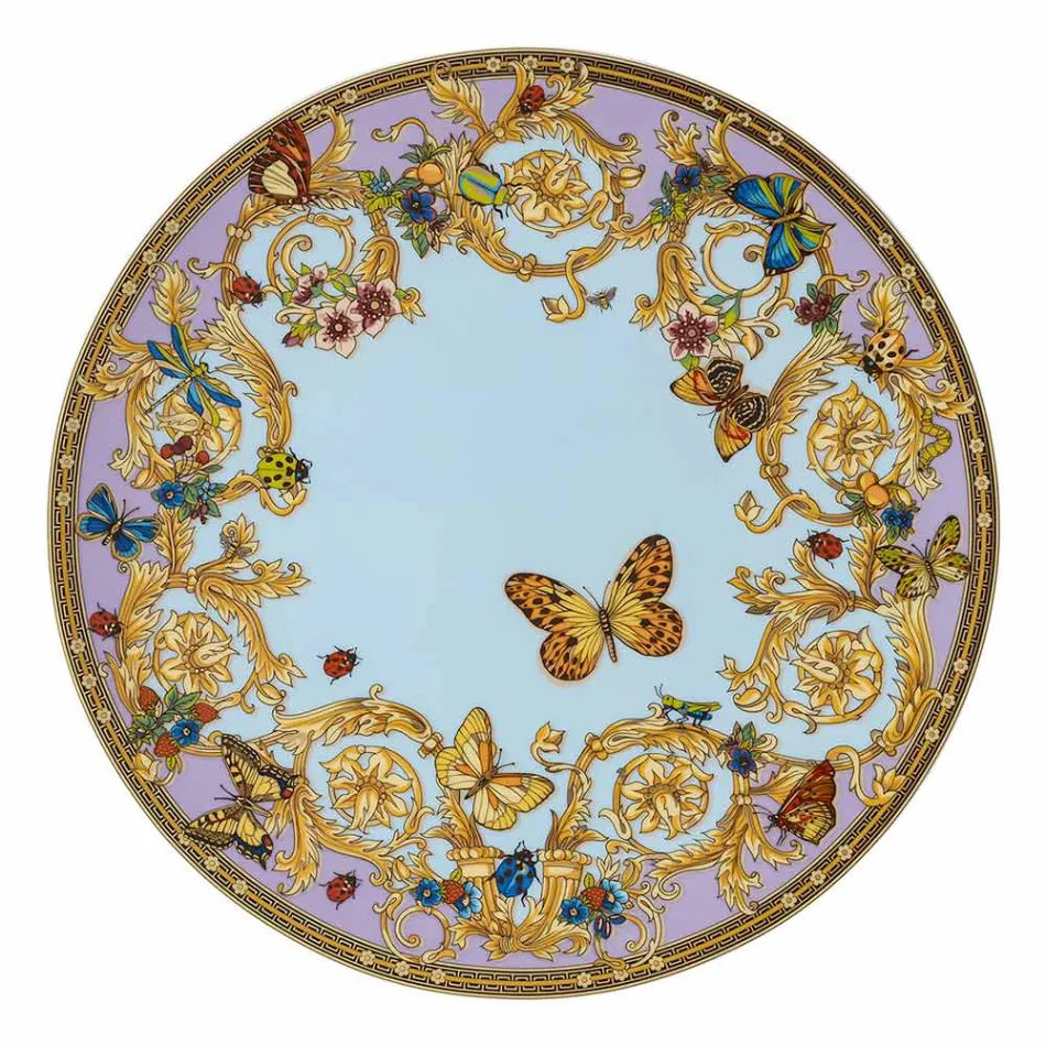 Plato para tarjetas Rosenthal Versace Le Jardin Diámetro 33 cm en Porcelana - Jardin Viadurini