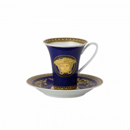 Rosenthal Versace Medusa taza azul de alta porcelana Diseño del café Viadurini