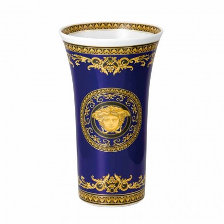 Rosenthal Versace Medusa jarrón azul de porcelana moderna 26cm diseño Viadurini