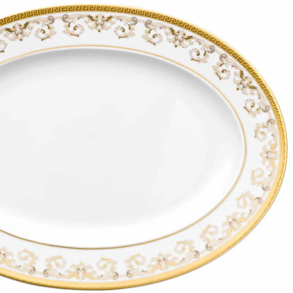 Rosenthal Versace Medusa Gala Oro 34cm porcelana diseño de la placa ovalada Viadurini