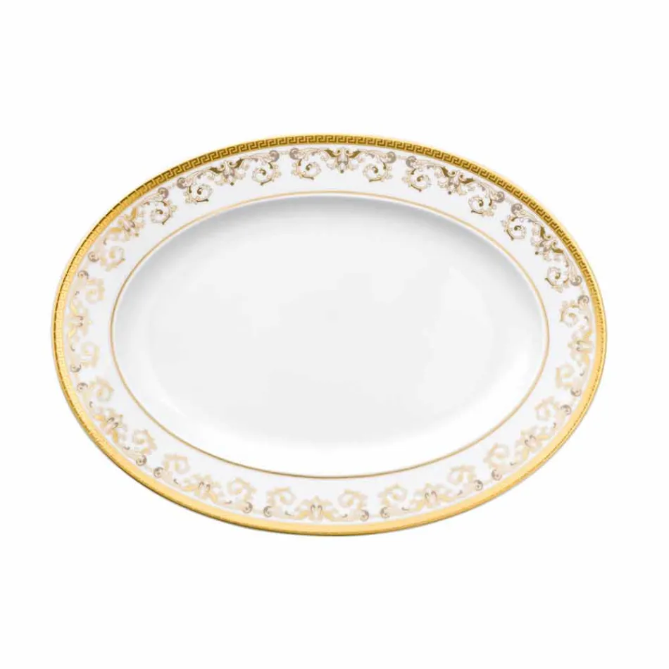 Rosenthal Versace Medusa Gala Oro 34cm porcelana diseño de la placa ovalada Viadurini