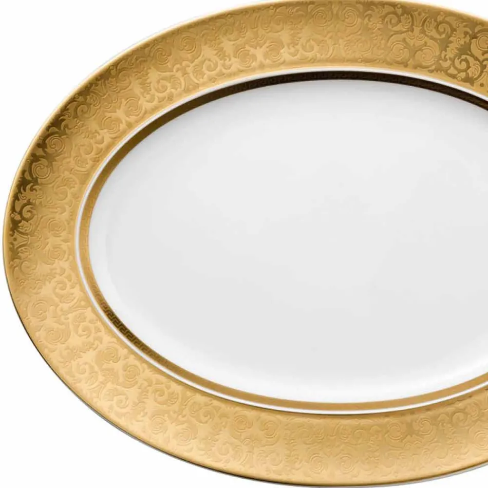 Rosenthal Versace Medusa Gala Oro 40cm porcelana diseño de la placa ovalada Viadurini