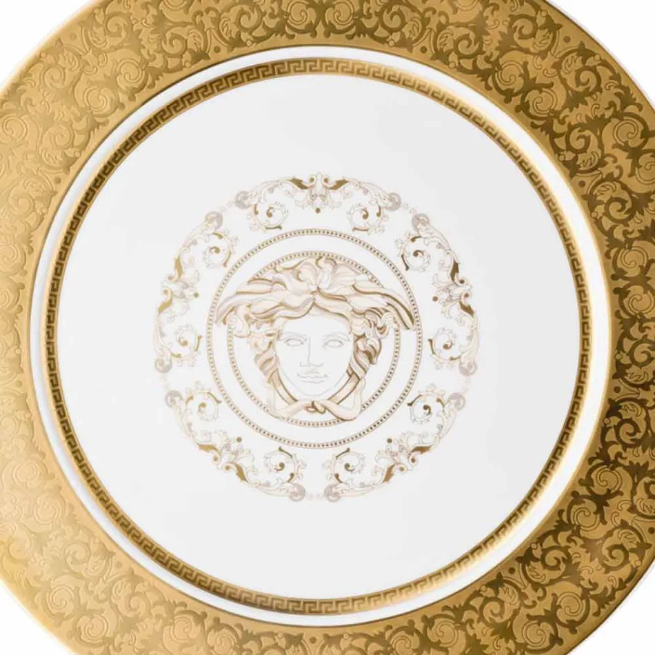 Rosenthal Versace Medusa Gala placa de oro marcador de posición 33cm porcelana Viadurini