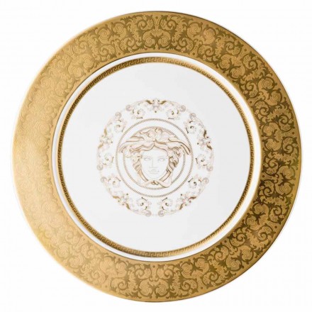 Rosenthal Versace Medusa Gala placa de oro marcador de posición 33cm porcelana Viadurini
