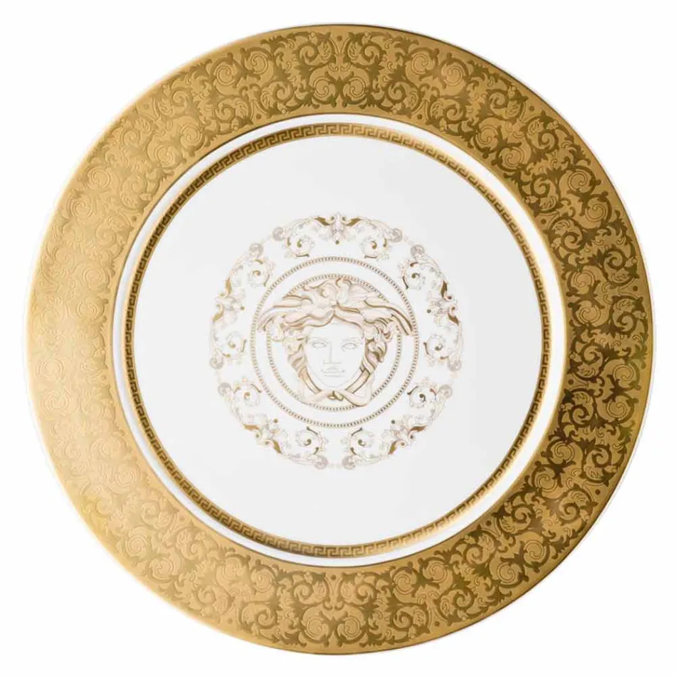 Rosenthal Versace Medusa Gala placa de oro marcador de posición 33cm porcelana Viadurini
