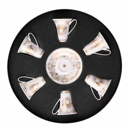 Rosenthal Versace Medusa Gala de oro tazas de café expreso conjunto 6pz porcelana Viadurini