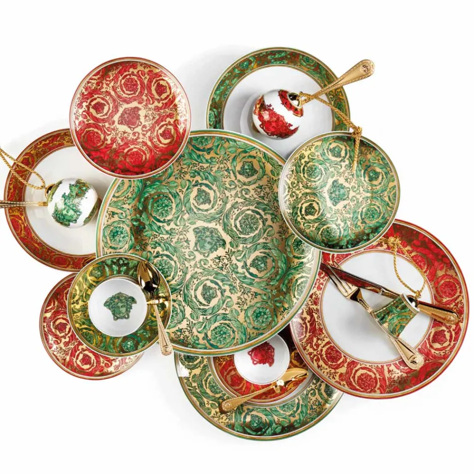 Plato navideño Medusa Garland verde Rosenthal Versace 33 cm - Navidad Viadurini