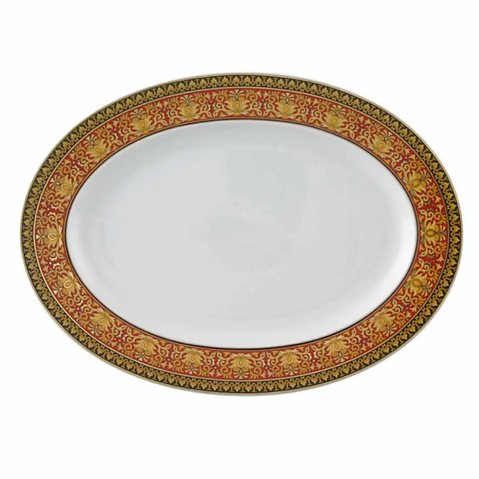 Rosenthal Versace Medusa Rojo diseño oval plato de porcelana Viadurini