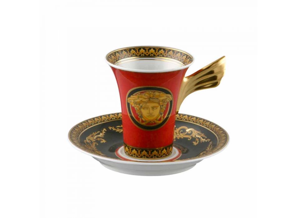 Rosenthal Versace Medusa rojo taza de café hecha de porcelana del diseño Viadurini