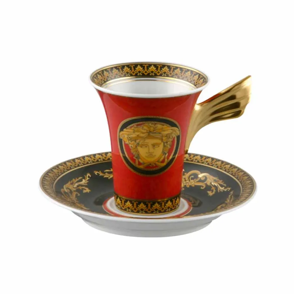 Rosenthal Versace Medusa rojo taza de café hecha de porcelana del diseño Viadurini