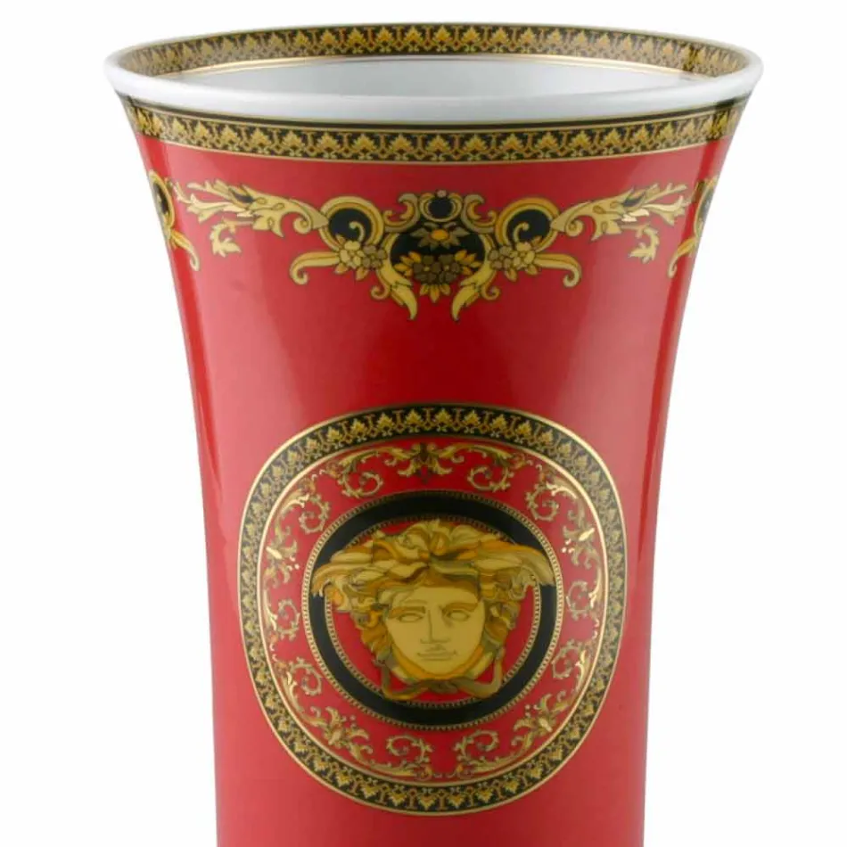 Rosenthal Versace Medusa florero rojo de la porcelana del diseño moderno 34cm Viadurini