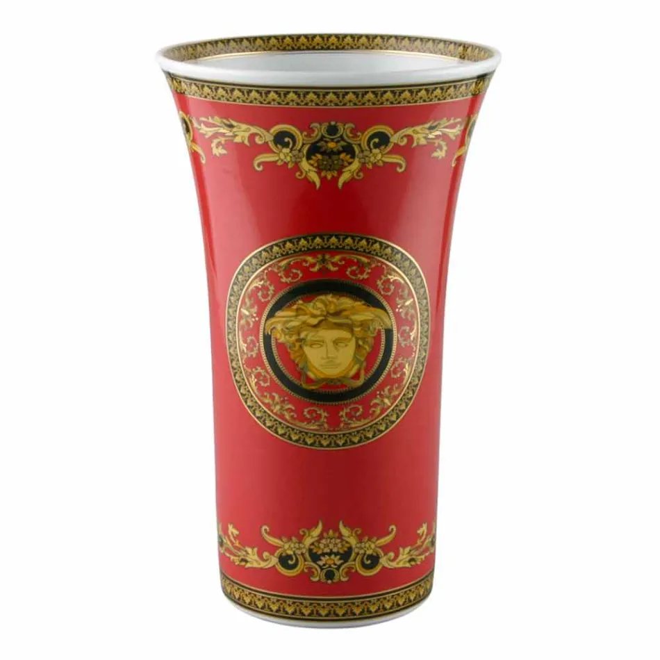 Rosenthal Versace Medusa florero rojo de la porcelana del diseño moderno 34cm Viadurini