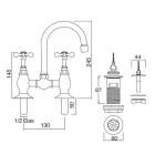 Grifo de puente clásico de latón hecho a mano para fregadero - Fioretta Viadurini