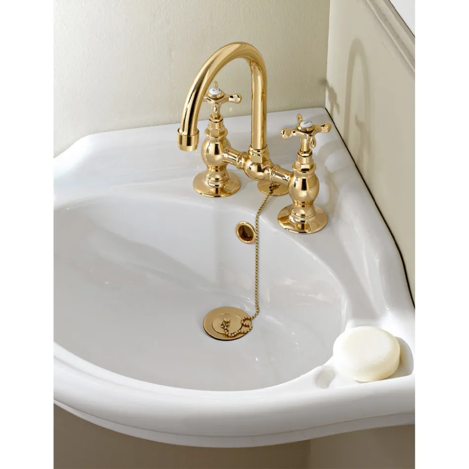 Grifo de puente clásico de latón hecho a mano para fregadero - Fioretta Viadurini