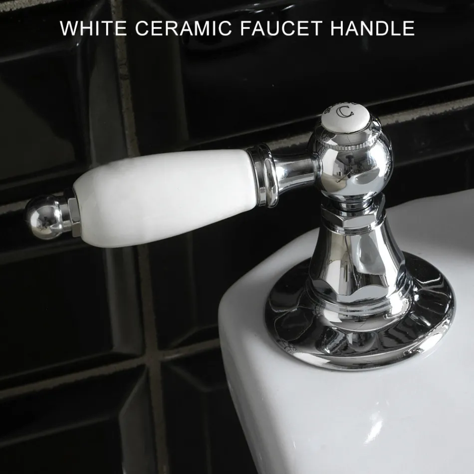 Grifo para bidé clásico de 3 orificios con palancas de latón Made in Italy - Noriana Viadurini