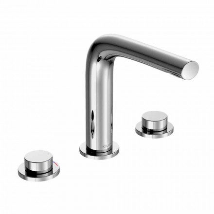 Mezclador de diseño moderno para lavabo con 3 orificios de metal Alto 15 cm - Pinto Viadurini