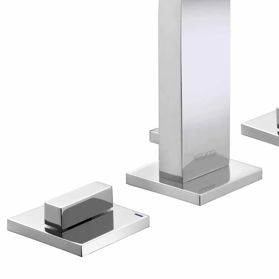 Mezclador de lavabo de baño de diseño moderno con 3 orificios de metal - Etto Viadurini