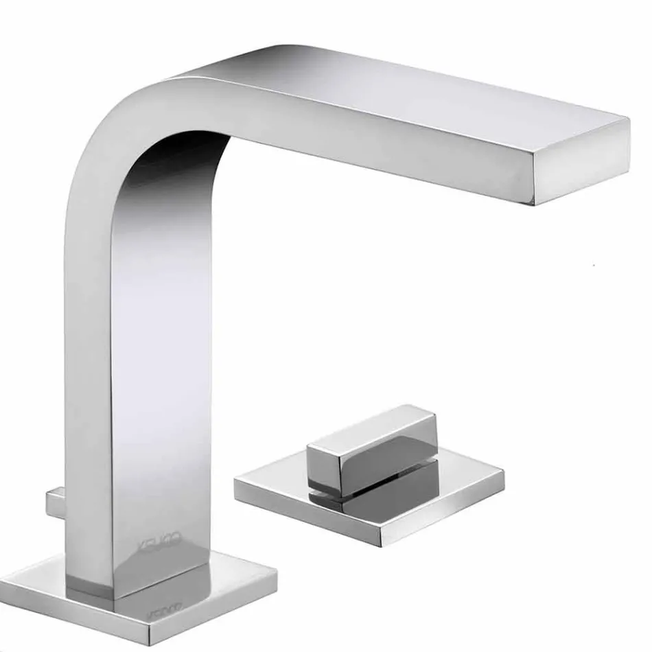 Mezclador de lavabo de baño de diseño moderno con 3 orificios de metal - Etto Viadurini