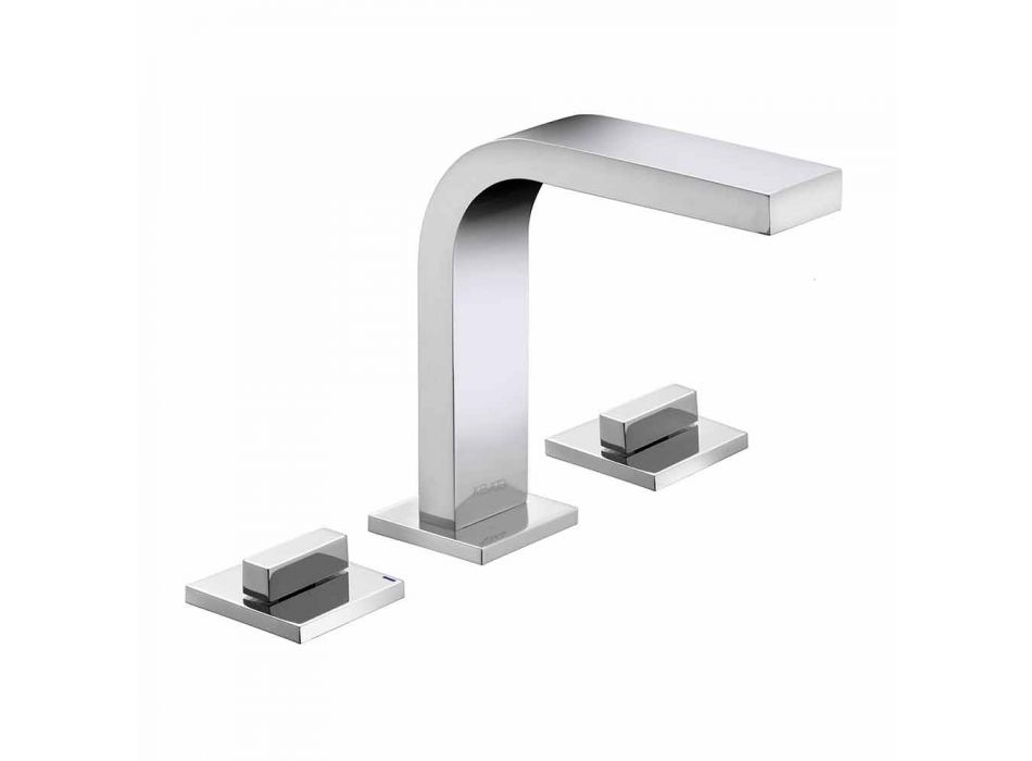 Mezclador de lavabo de baño de diseño moderno con 3 orificios de metal - Etto Viadurini