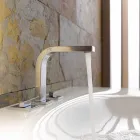 Mezclador de lavabo de baño de diseño moderno con 3 orificios de metal - Etto Viadurini