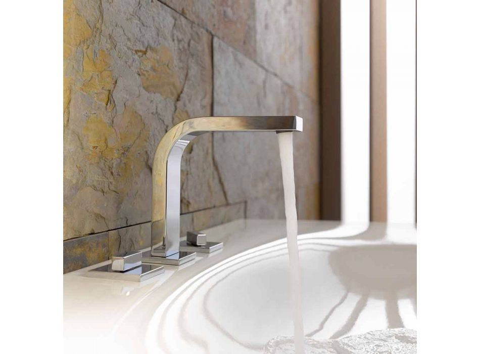 Mezclador de lavabo de baño de diseño moderno con 3 orificios de metal - Etto Viadurini