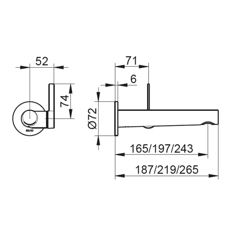 Grifo para lavabo empotrado de pared con diseño integrado 3 tamaños - Erkole Viadurini
