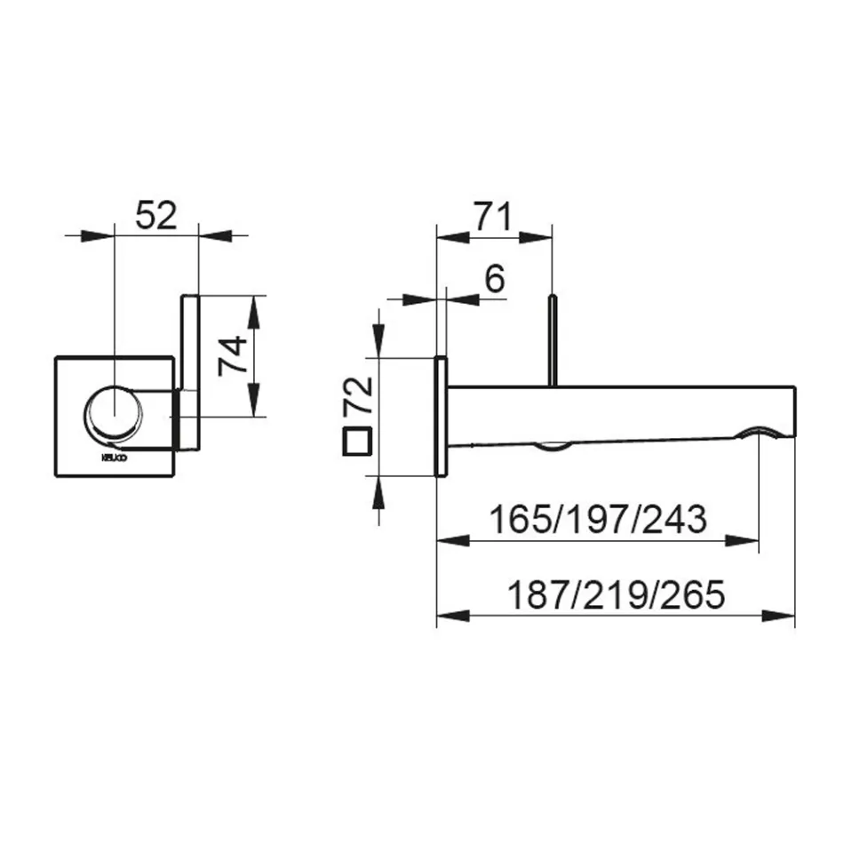 Grifo para lavabo empotrado de pared con diseño integrado 3 tamaños - Erkole Viadurini