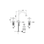 Grifo para lavabo alto vintage de latón con 3 orificios Made in Italy - Klarisa Viadurini