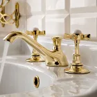 Grifo para lavabo de latón con 3 orificios, estilo vintage, Made in Italy – Katerina Viadurini