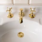 Grifo para lavabo de latón con 3 orificios, estilo vintage, Made in Italy – Katerina Viadurini