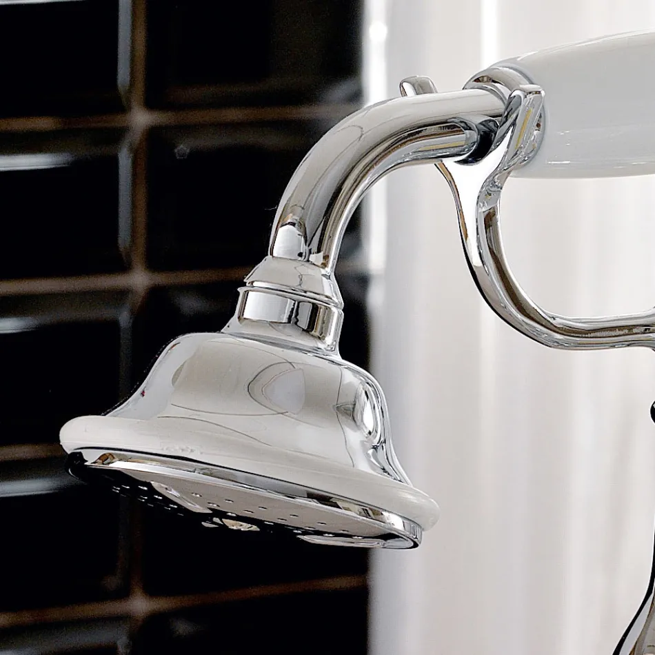 Grifería de pie para bañera con teleducha de latón Made in Italy - Noriana Viadurini