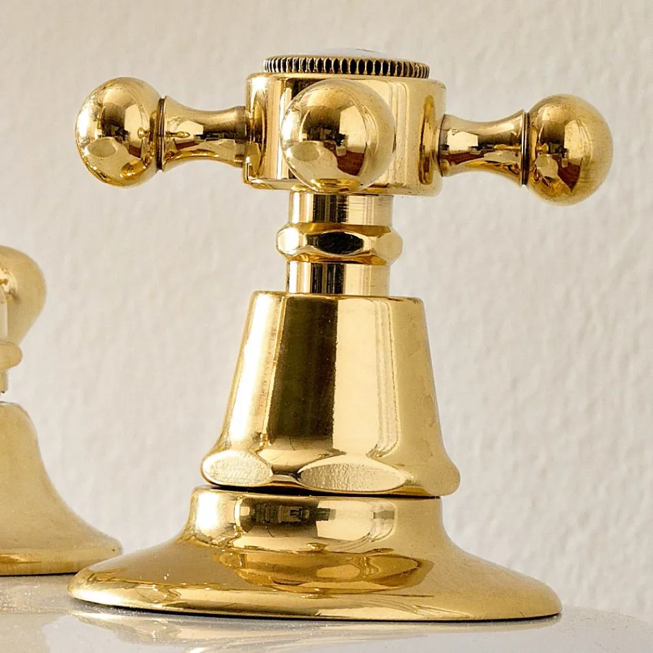 Grifo para bidé vintage de 3 orificios de latón vintage Made in Italy - Ursula Viadurini
