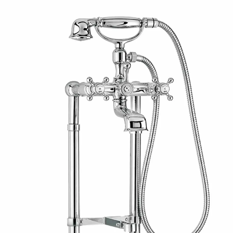 Grifo clásico para bañera sobre columnas de latón Made in Italy - Enriko Viadurini