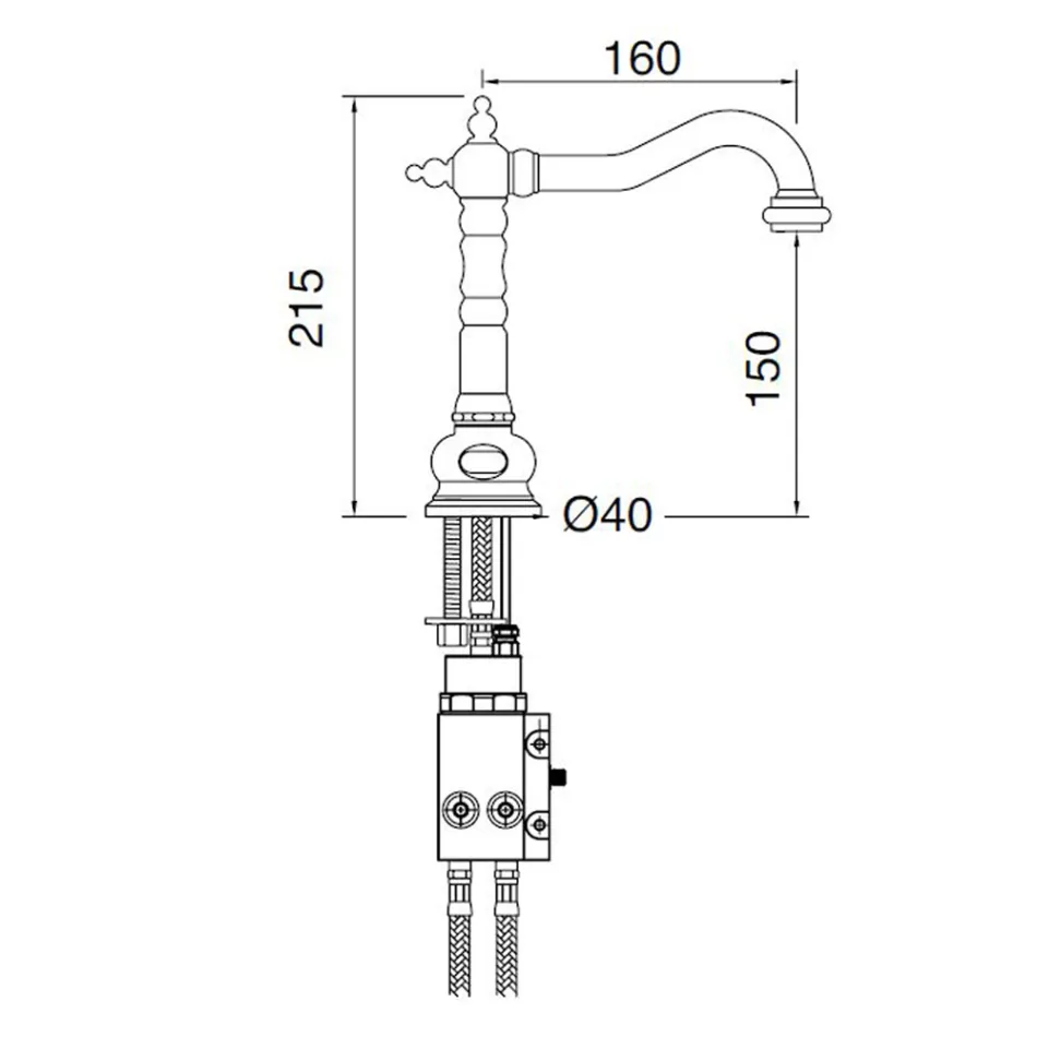Grifo para lavabo electrónico de un orificio estilo clásico en latón - Noriana Viadurini