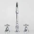 Grifo para lavabo de baño con 3 orificios en latón con caño alto y desagüe - Ercolina Viadurini