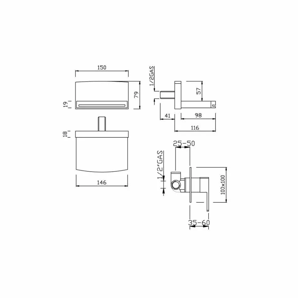 Grifo monomando de pared con caño en cascada Made in Italy - Sika Viadurini