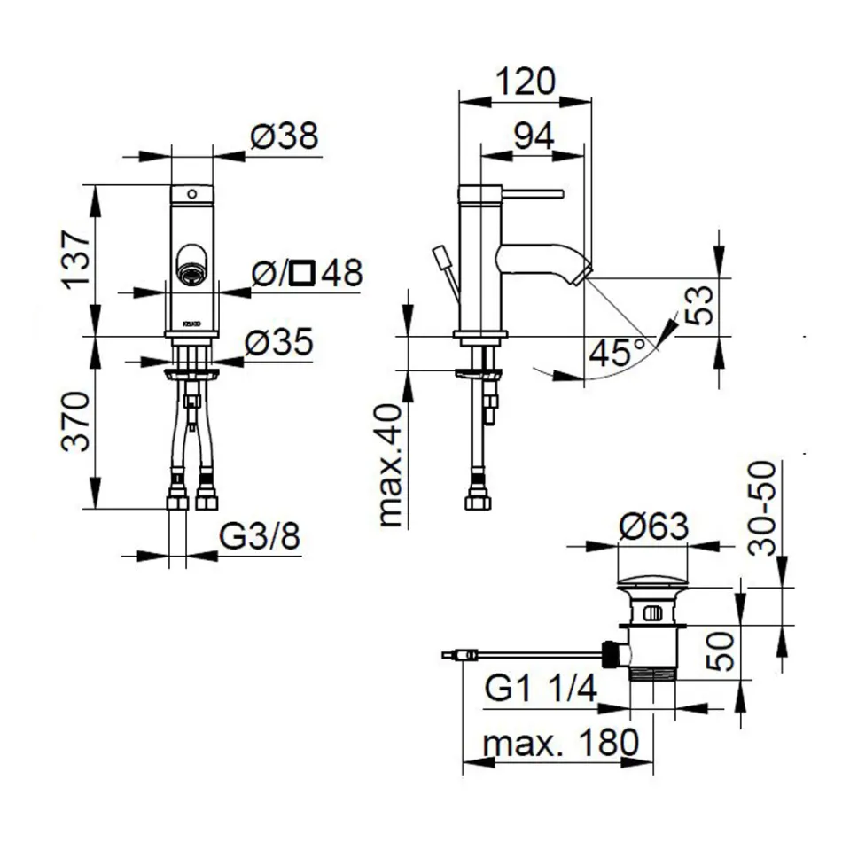 Grifo monomando para lavabo diseño redondo de latón - Antilio Viadurini