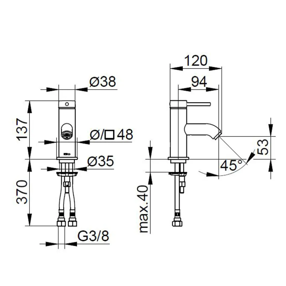 Grifo monomando para lavabo diseño redondo de latón - Antilio Viadurini
