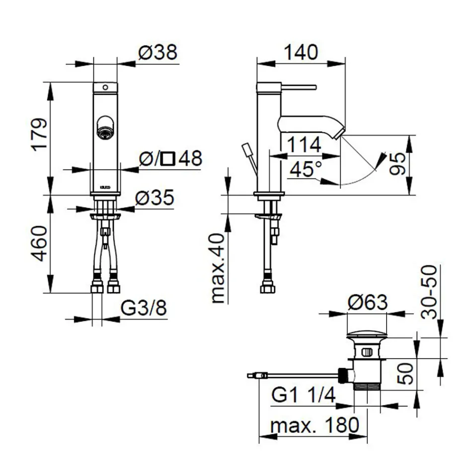 Grifo monomando para lavabo diseño redondo de latón - Antilio Viadurini