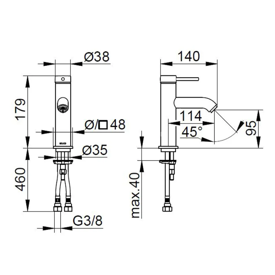 Grifo monomando para lavabo diseño redondo de latón - Antilio Viadurini