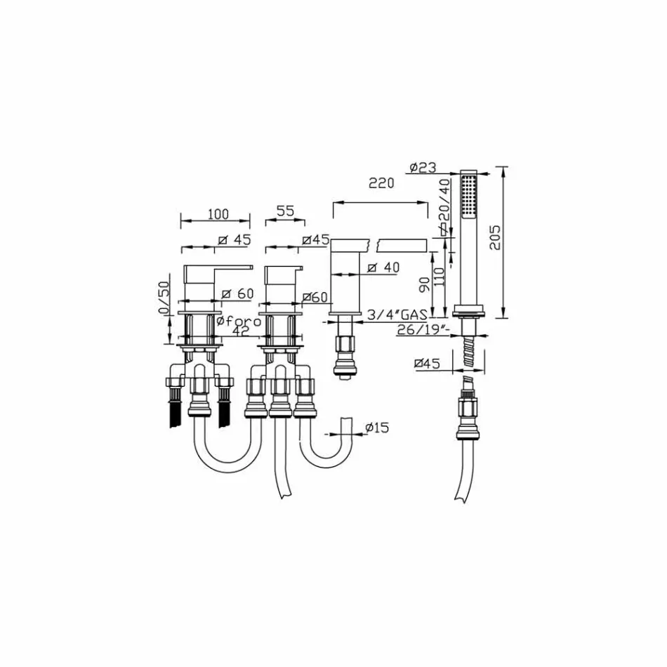 Grifo monomando de sobre encimera en latón cromado Made in Italy - Sika Viadurini