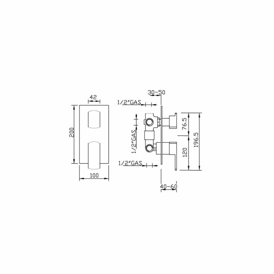 Grifo mezclador de ducha con desviador 4 salidas Made in Italy - Sika Viadurini